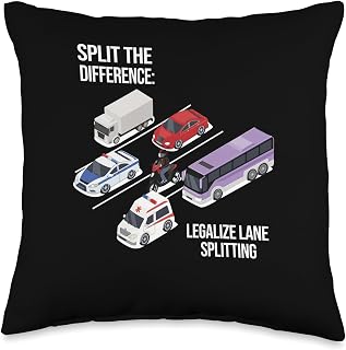 Lane-Splitting Cycles Rider Motorcycle Rider Make Lane Splitting Legal Throw Pillow, 16x16, Multicolor