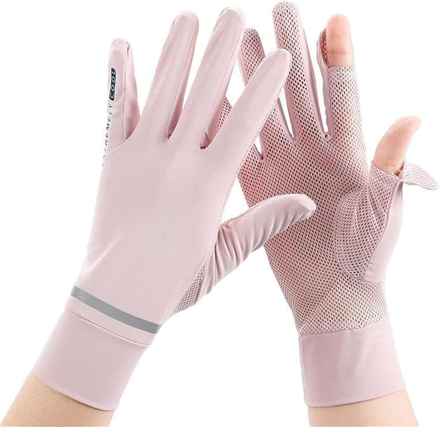 SHOWAY Women Summer UV Protection Gloves Touchscreen Driving Gloves Non-Slip Sun Protective Gloves (pink)