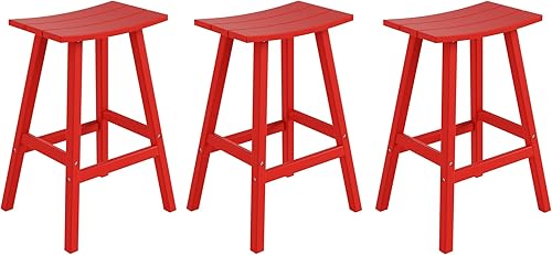 Miniatura 69 de Costaelm Juego de 2 taburetes de bar para todo tipo de clima, 29 pulgadas de altura, taburetes de bar Adirondack de polietileno para patio, terraza,