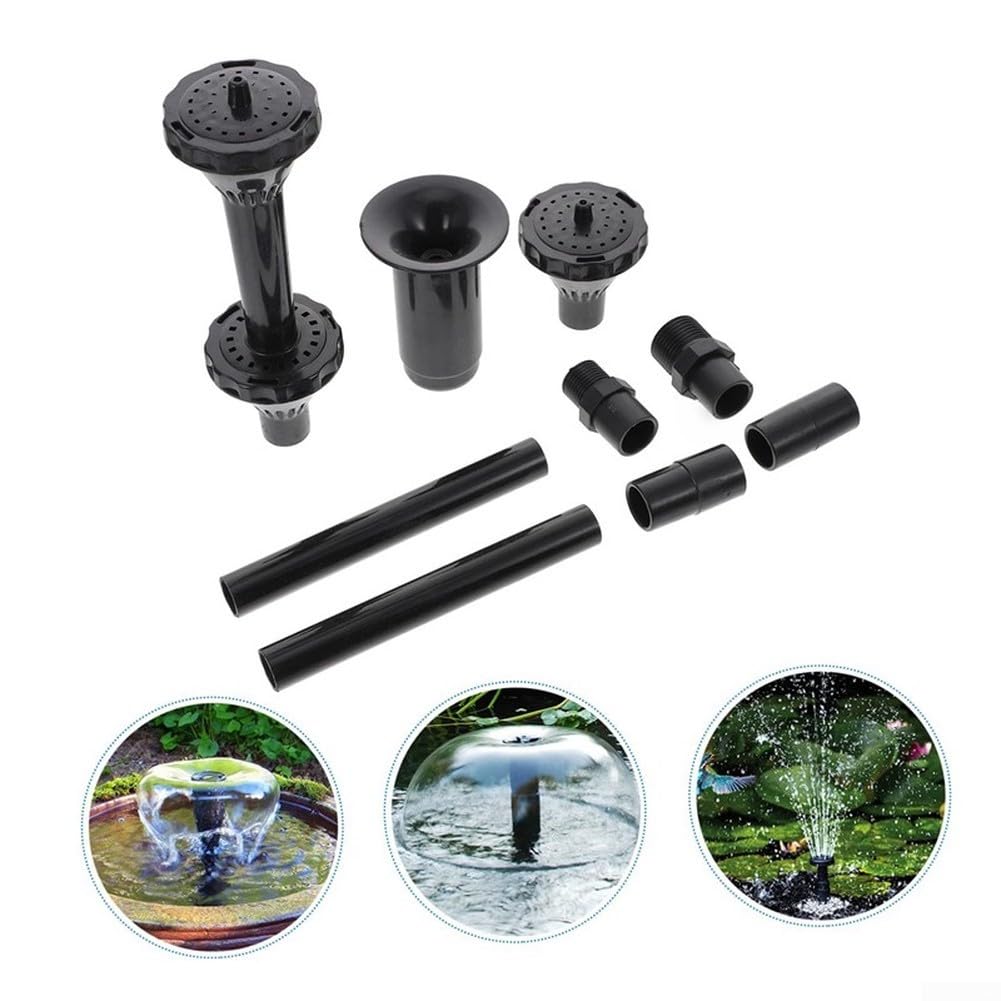 FABULETTA Set di teste per fontana in plastica con ugelli regolabili in altezza e tubo di prolunga per acqua da giardino e laghetto, confezione da 2 pezzi (B)