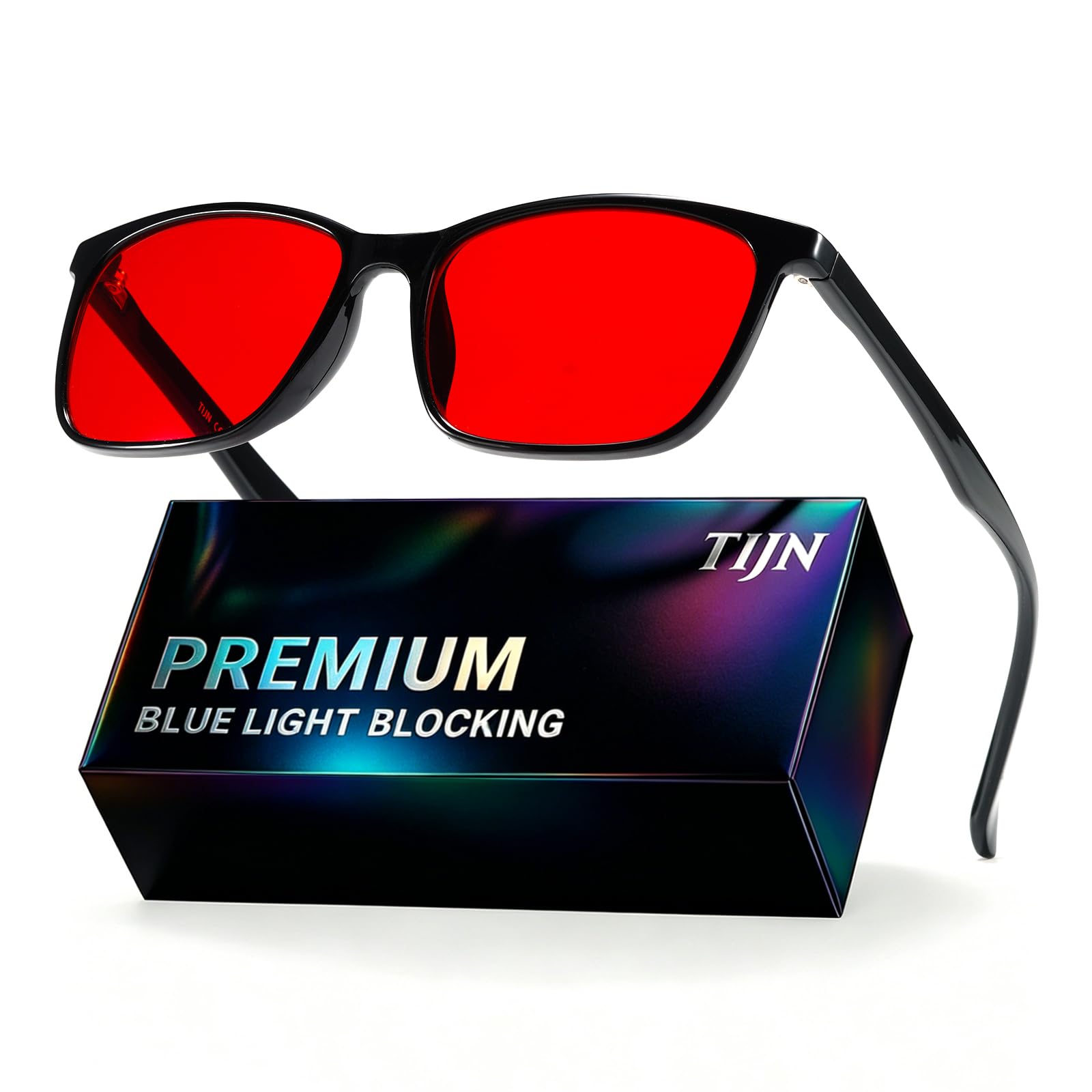 TIJN Sleep Glasses for 99.9% TR90 Blue Green Light Blocking Dual AR Coatings Red Lens for Computer Gaming Reduce Eyestrain