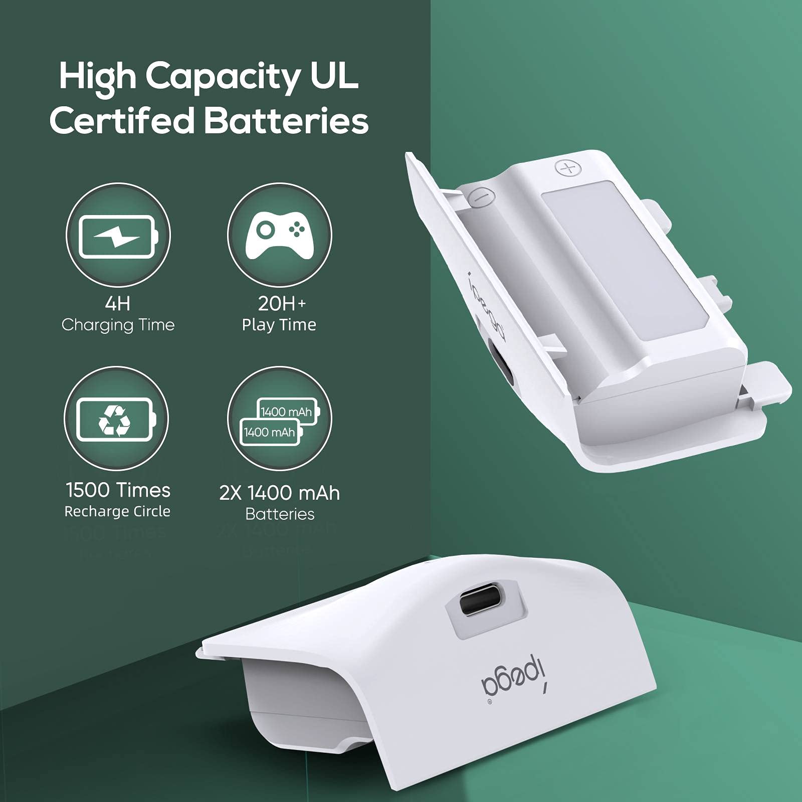 FASTSNAIL Soporte de carga con ventilador de refrigeración para controlador y consola Xbox Series S, accesorios de juego Xbox Series S con 2 baterías de 1400 mAh, estación de carga de controlador dual