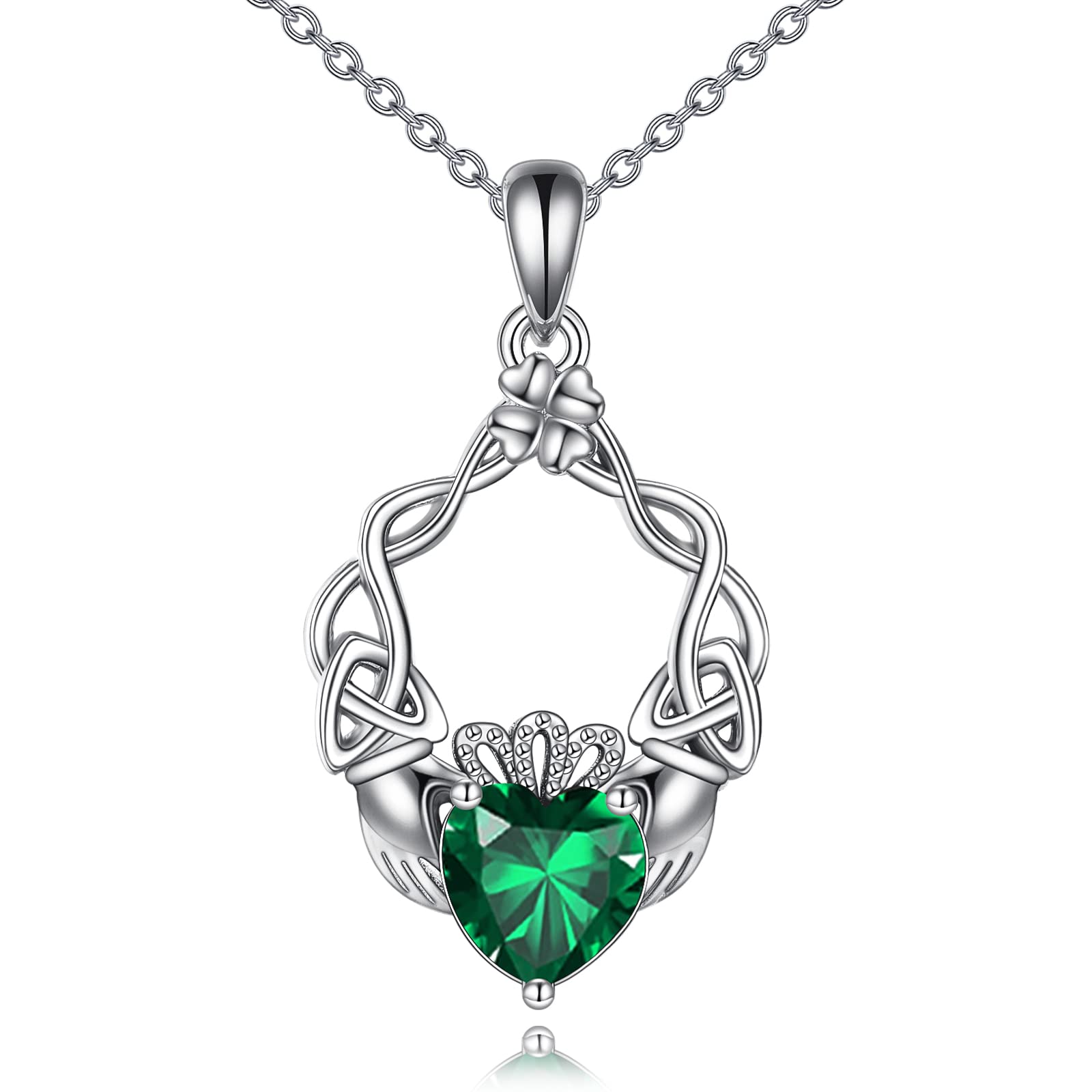 AXELUNA Claddagh Necklace Sterling Silver Celtic Pendant Jewelry Irish Gifts for Women