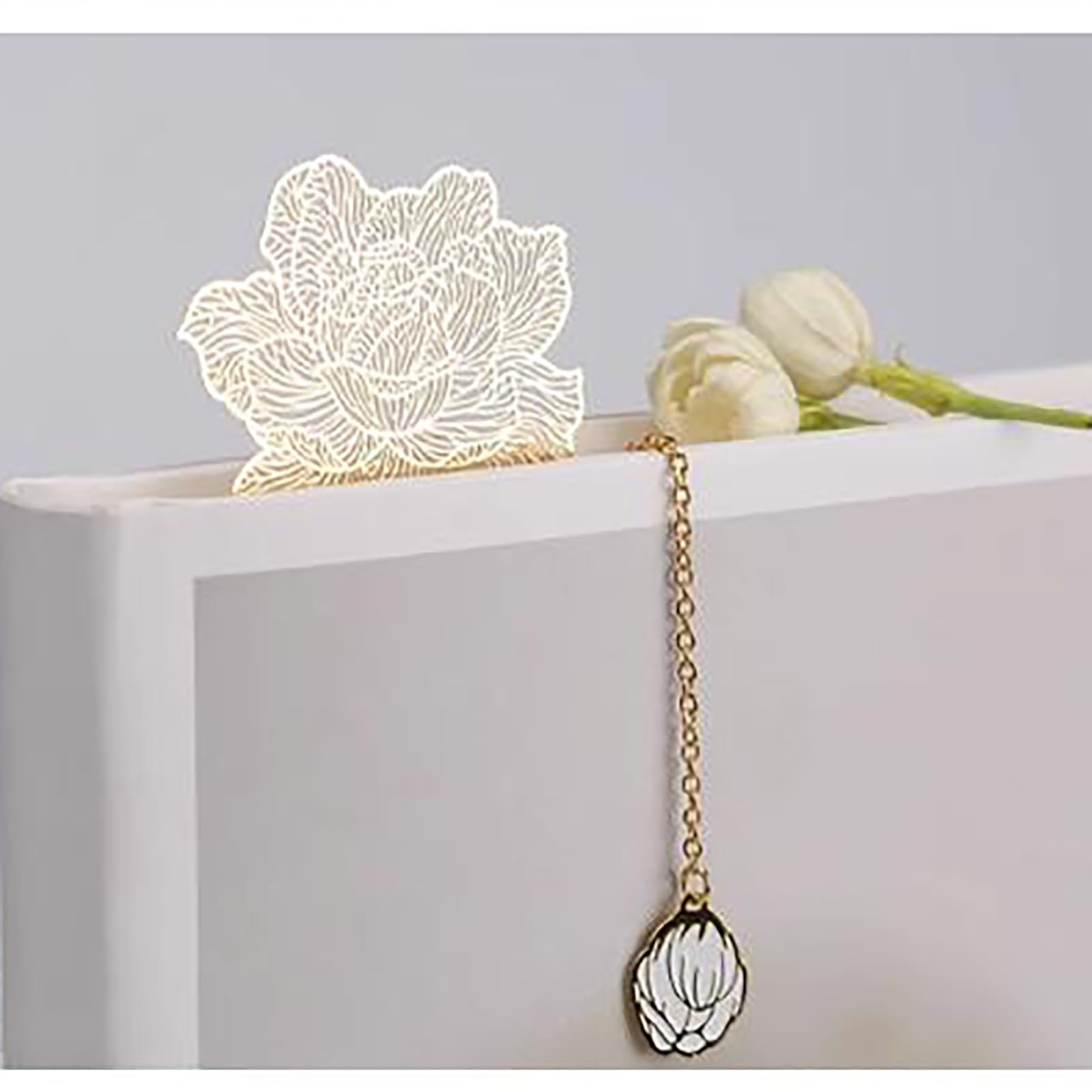 Segnalibri fatti a mano, segnalibri artistici creativi con venature di fiori botanici in metallo e rame Jasmine