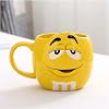 Coffee Cup 600ML M&M Bean Cute Ceramic Coffee Mug Kawaii Breakfast Tea Milk Cups and Mugs With Spoon Large Capacity Expression Drinkware Coffee CupsYellow