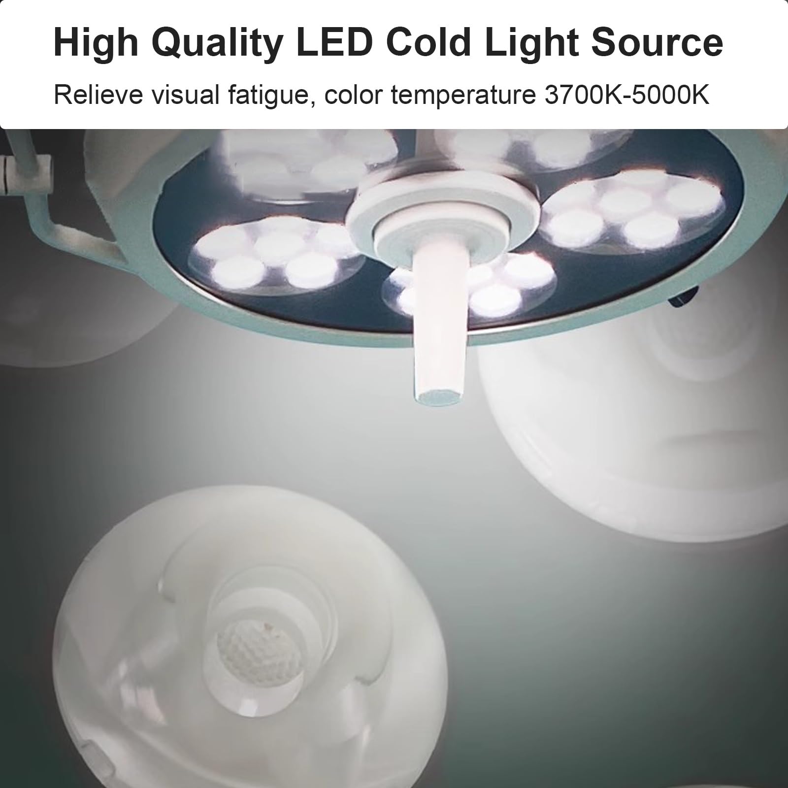 WXXZCE 30 Diod LED Bezcieniowa Lampa Medyczna, Przenośna Lampa Chirurgiczna, Regulowana Jasność 30000-160000 Luksów, Czyste Zimne Źródło Światła, do Szpitali, Lecznic dla Zwierząt