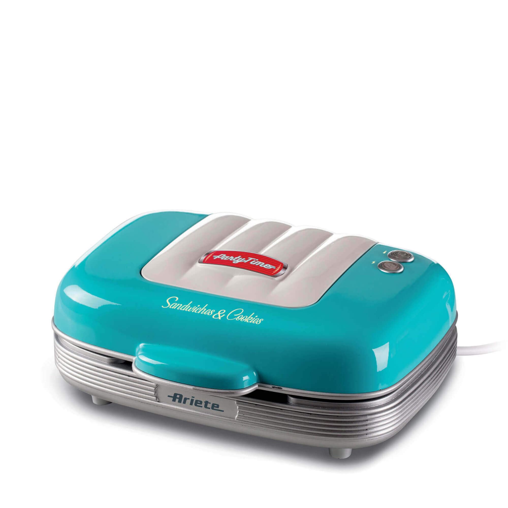 Ariete 1972 Piastra Multifunzione Sandwiches & Cookies, 700W 3 Piastre Antiaderenti Intercambiabili Party Time Azzurro