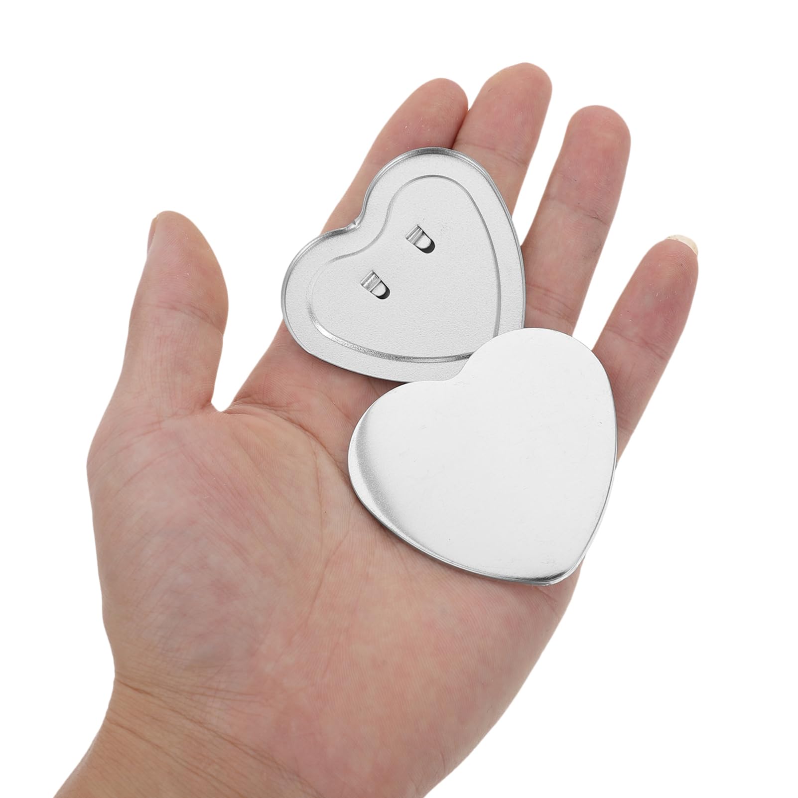 Botones con Forma de Corazón para Diy, 100 Sets, Kit | Piezas de Metal en Blanco, Película Transparente y Papel en Blanco, Acabado Brillante, para Manualidades