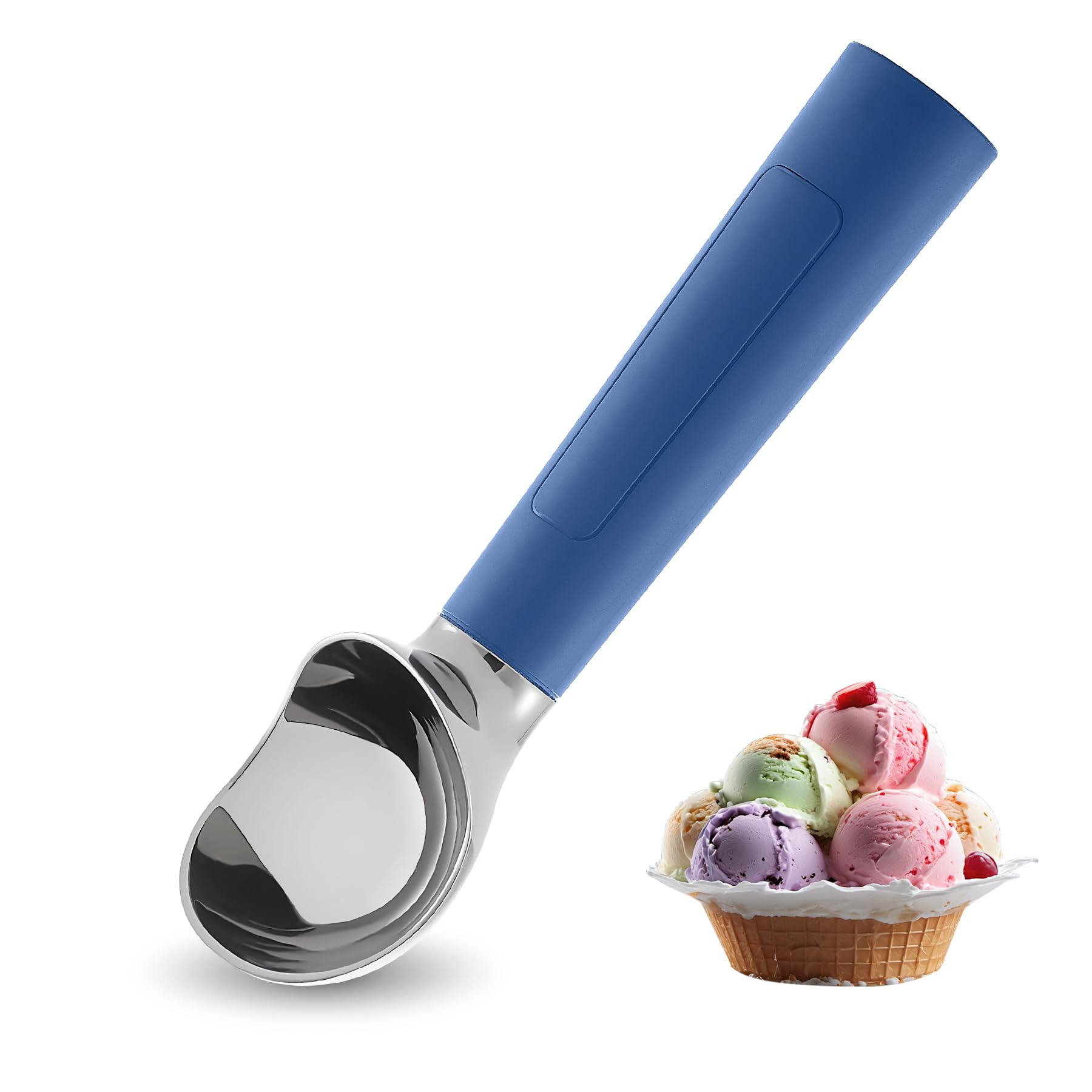 Cuillère à crème glacée chauffante, rechargeable, électrique avec écran LED, chauffe jusqu'à 70 °C pour crème glacée dure, facile pour les personnes âgées et les enfants, étanche IP67 (bleu)