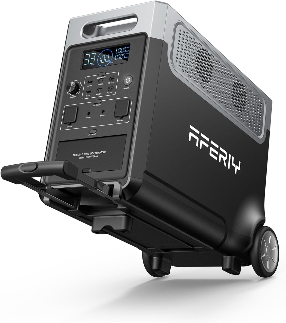 AFERIY Station Electrique Portable 3840Wh, 3x AC 220V 3600W, Extensible Jusqu'à 11520Wh, Generateur Electrique Portable, Générateur Solaire pour Domestique, Camping en plein air, Pannes de courant