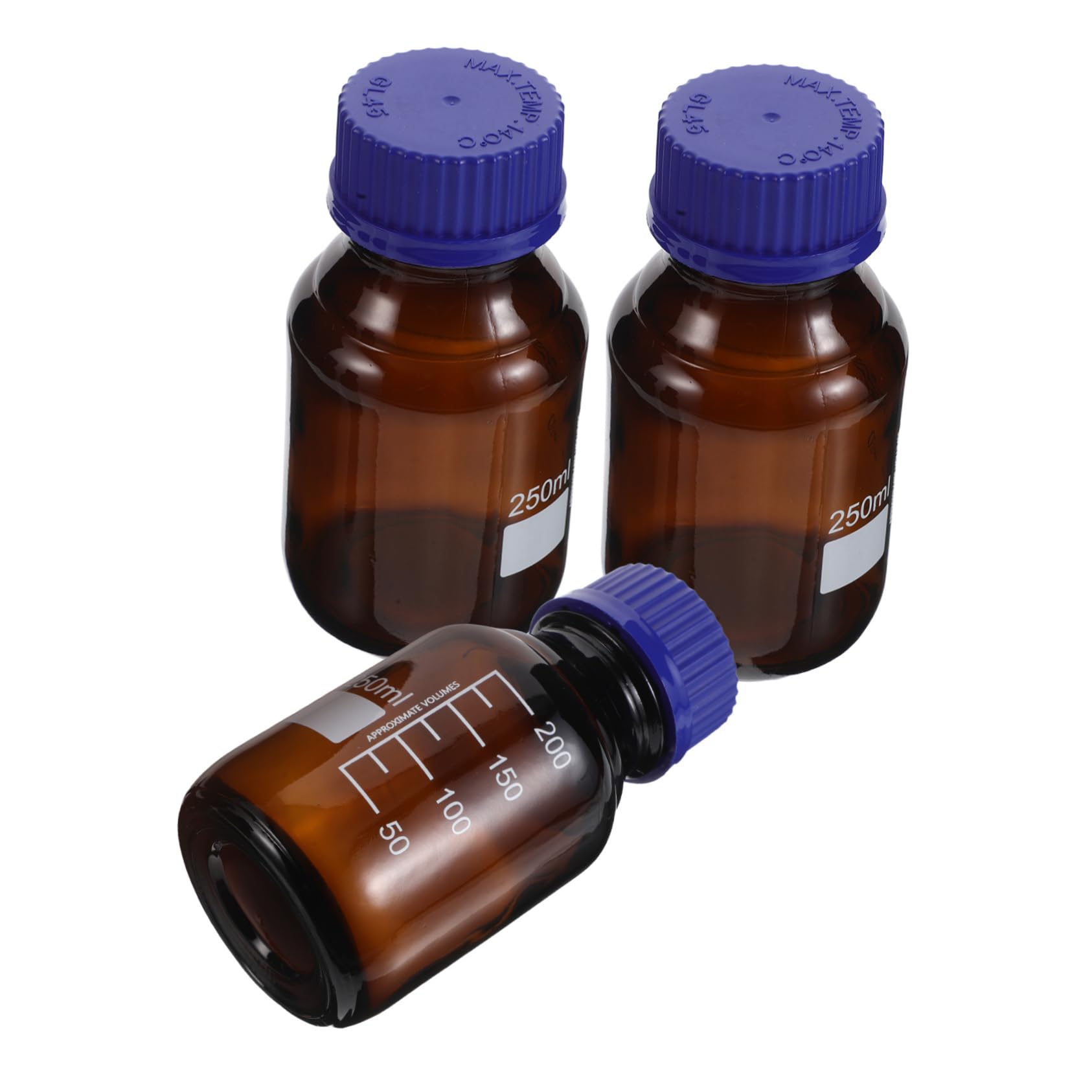ABOOFAN 3pezzi Bottiglie in Vetro Per Reagenti Contenitori Ermetici Da Laboratorio Con Graduazioni Chiare Per Conservazione Di Campioni e Reagenti Chimici