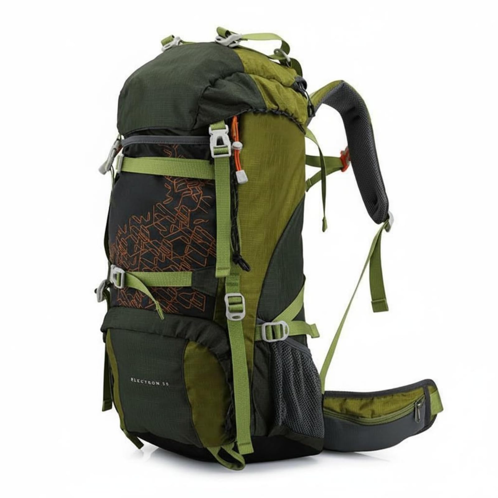 Baoblaze Mochila de Senderismo Mochila de Camping Mochila Impermeable Mochila de Trekking con Nylon y Silbato de Emergencia Tirantes Acolchados y, Verde, Verde Militar
