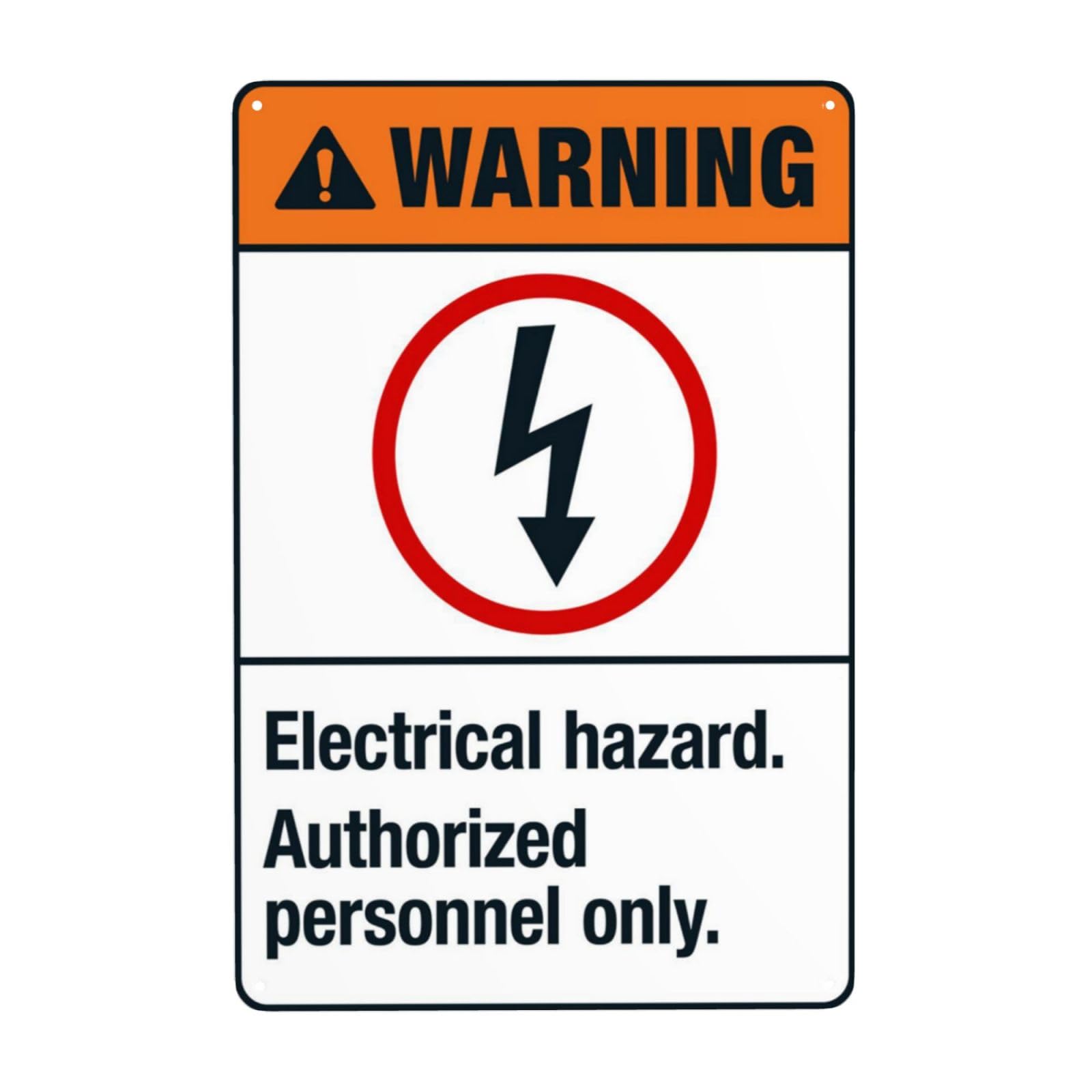 Vintage Metal Tin Sign, Electrical Hazard Authorized Personnel Only Warning Decor, 8x12 Inch