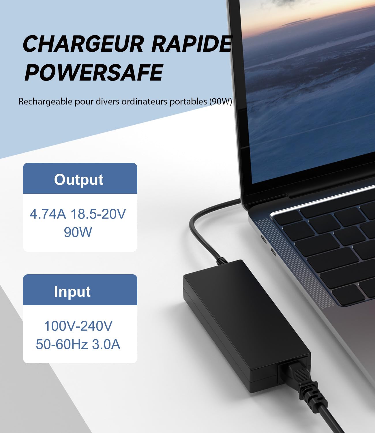 Chargeur Universel 90W pour Lenovo ASUS Dell HP Acer Toshiba Notebook Ultrabook Chromebook avec 15 Embouts