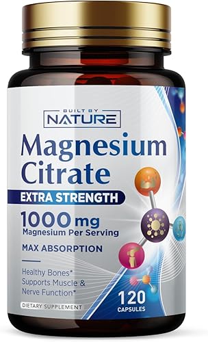 Miniatura 9 de Citrato de magnesio 1000 mg  Máxima absorción y complejo de magnesio de alta potencia Suplemento para corazón, músculo, nervio, salud ósea y alivio