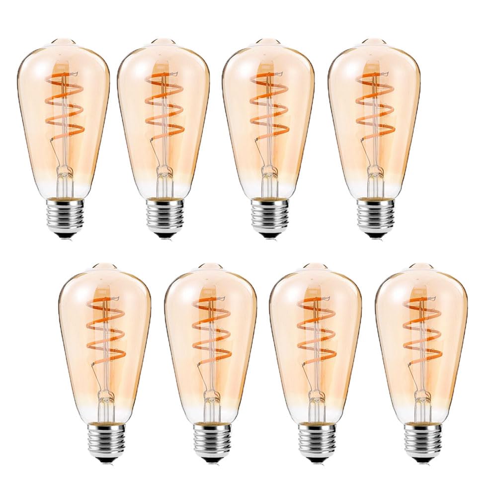 8er E27 4W ST64 LED Edison Vintage Filament Nicht Dimmbare Röhrenlampe (40W Halogenbirne Äquivalent) E27 Retro Röhre 400LM Warmweiß 2200K Decorative Edison Lamp