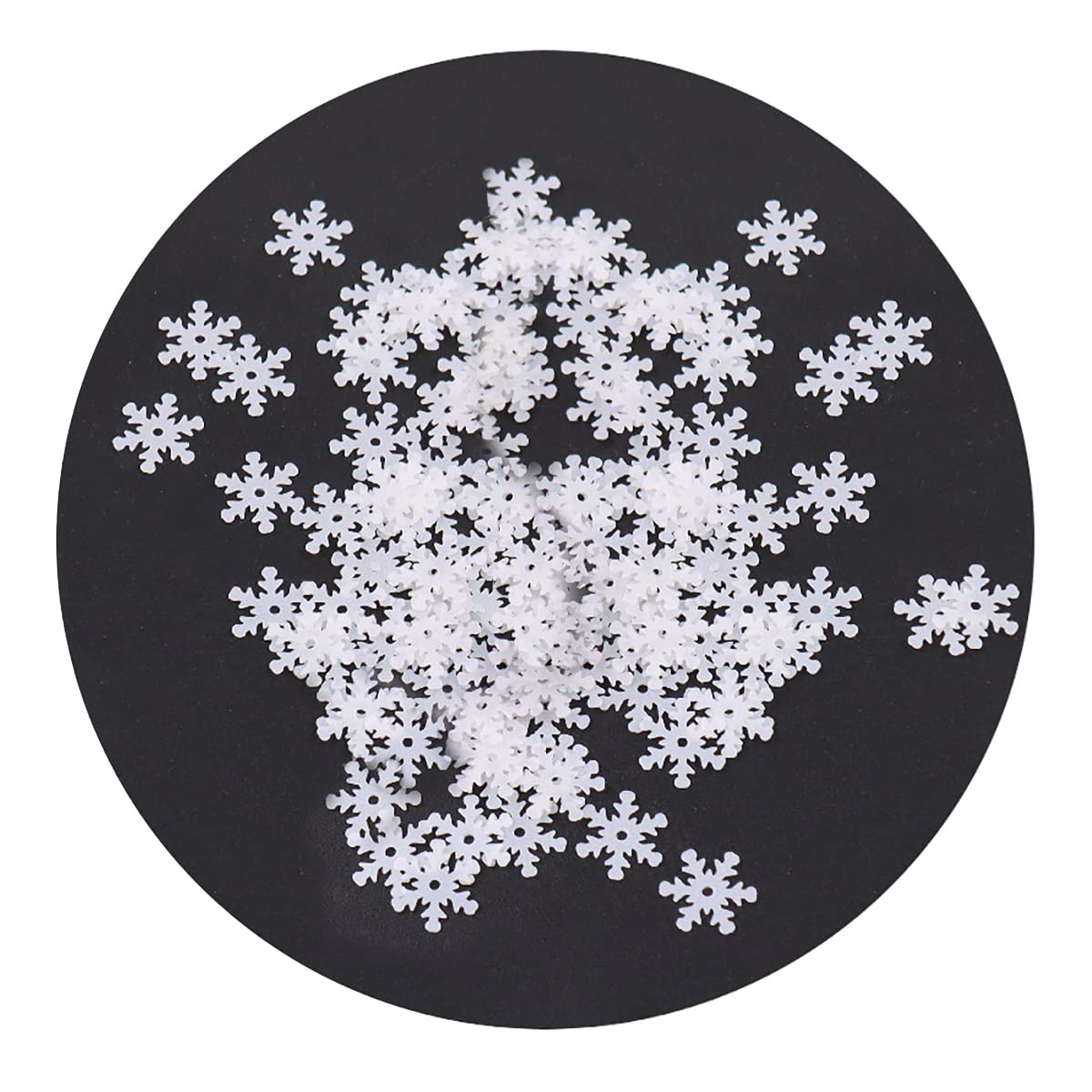 Queenbox 7mm 1080Pcs Sparkle Christmas Snowflake Confetti, Mini DIY Art Craft Twinkle Glitter Sequin for Xmas Party Balloons Wedding Festival Decor, Matte White
