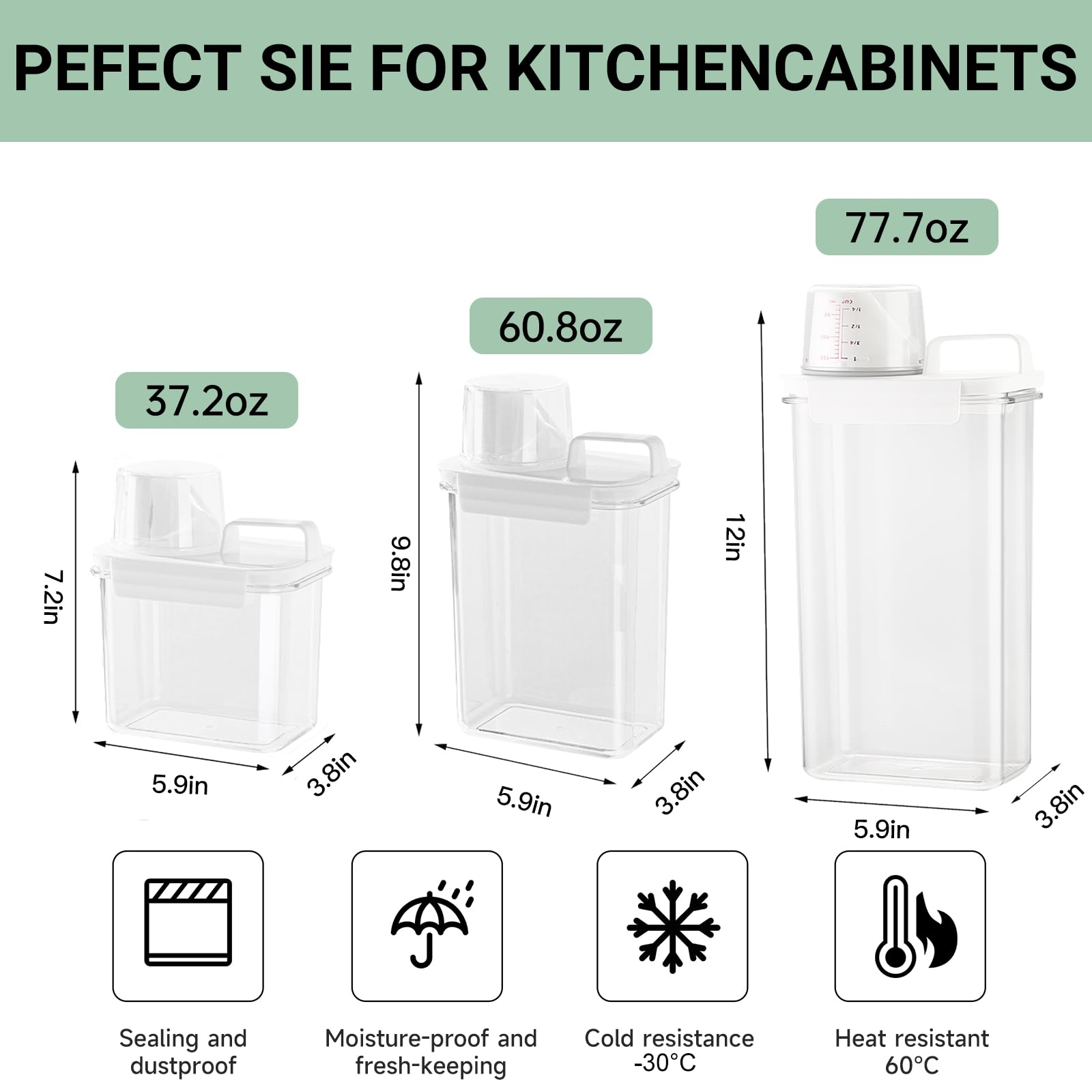 Aufbewahrungsbehälter für Müsli, Lebensmittelqualität, BPA-frei, PET-Material, wiederverwendbar, luftdichte Frischhaltedosen mit Deckel, Küchen-Organizer und Aufbewahrung, insgesamt 2 Stück 2300 ml, 2