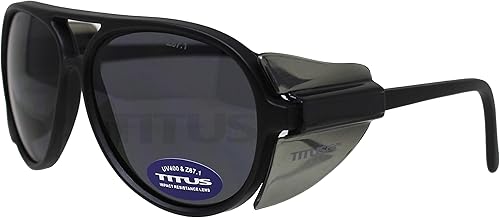 Miniatura 6 de TITUS G35 Retro Aviator Z87 - Gafas de sol con protección para los ojos con escudo lateral para motocicleta para disparos DOT ANSI CE aprobadas