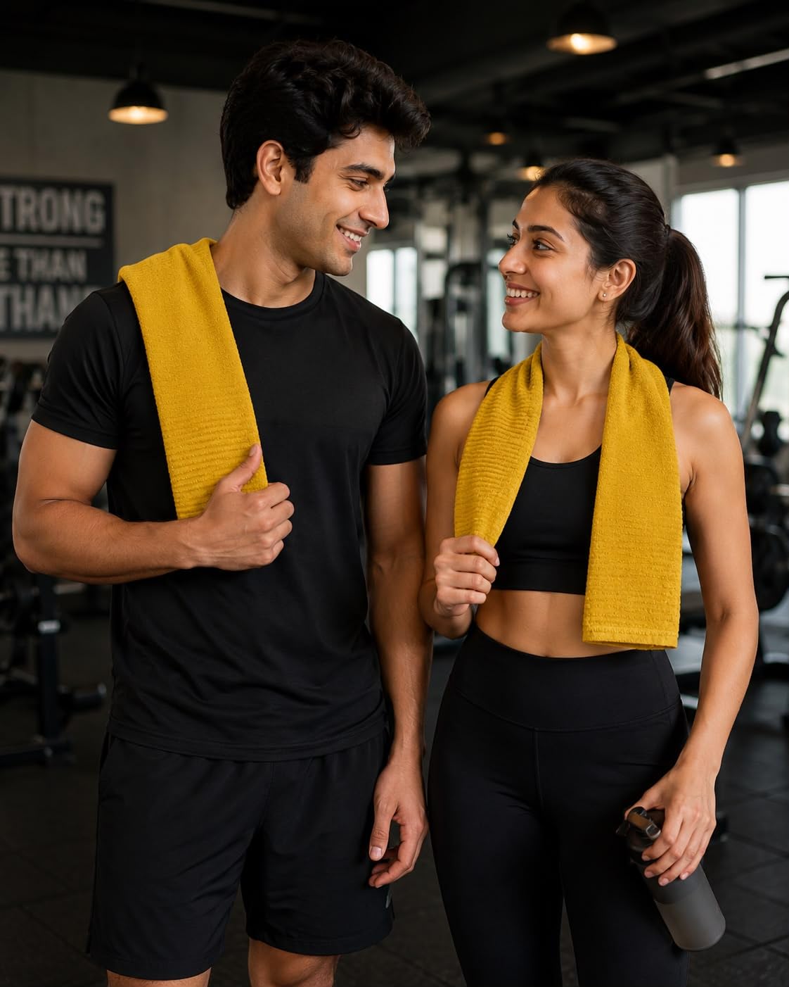 Pure Cotton Gym Towel Pack of 2 (16x23 Inch) Mustard Yellow | 250 GSM Quick Dry Sports Towel for Men and Women | Absorbent Workout Towel for Gym, Fitness, Running, Yoga-image-10