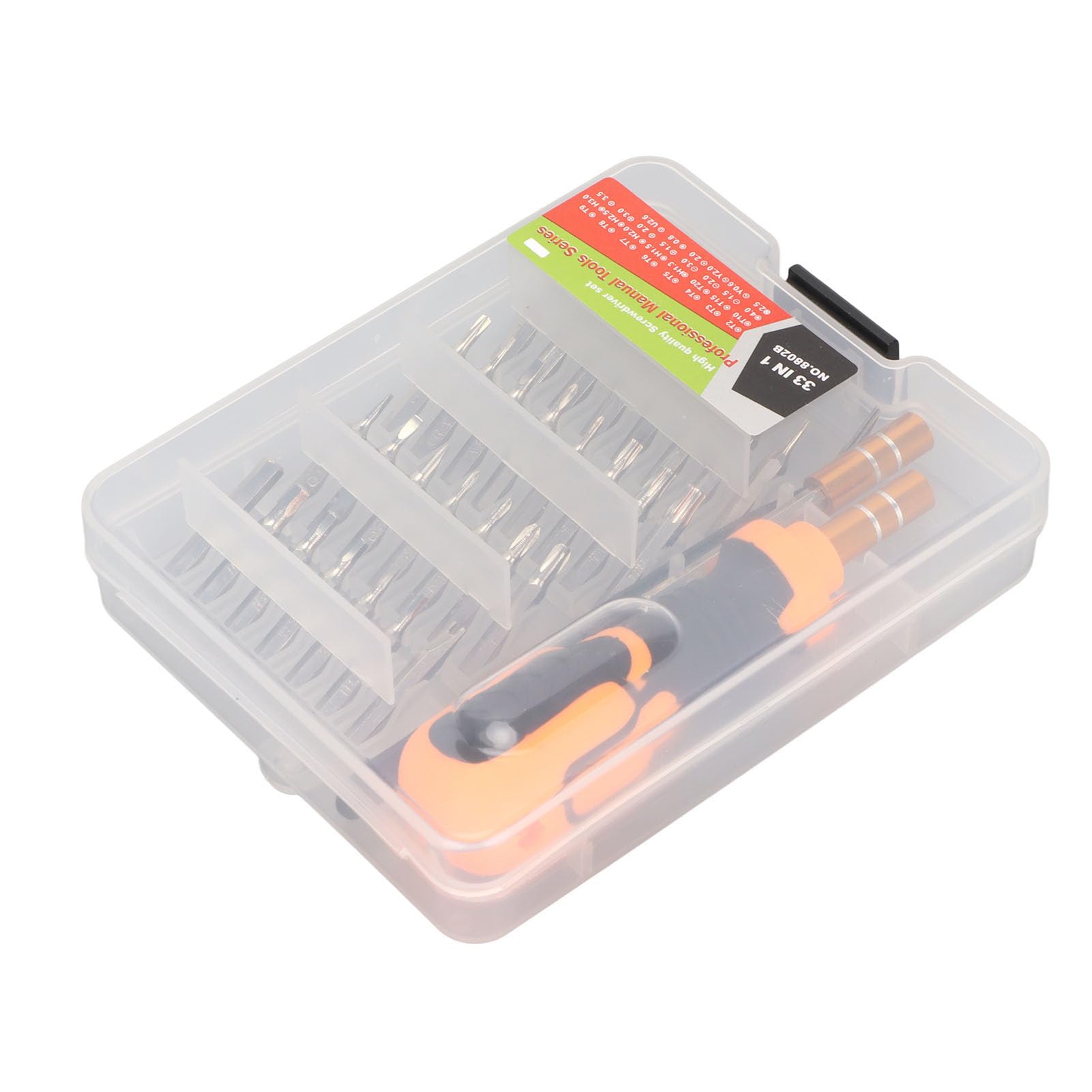 33Pcs Screwdriver Set, Hex Driver T2-20 Hex Socket H1.3-4.0 Flat 1.5-3.0 Cross 1.5-3.5 and Y U Triangle Screwdriver Head for Watch,Mobile Phone,