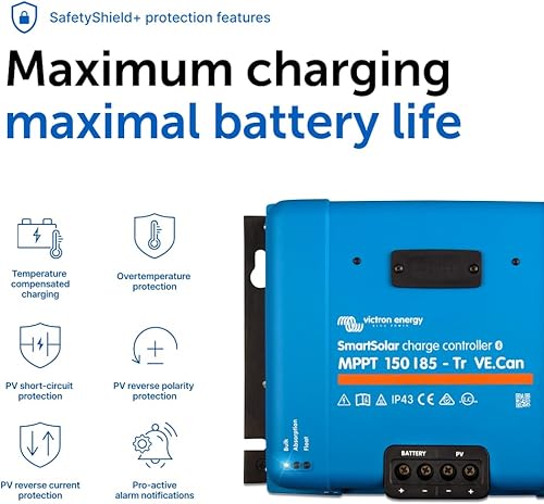 Miniatura 7 de Victron Energy SmartSolar MPPT Controlador de carga solar (Bluetooth) – Controladores de carga para paneles solares – 150 V, 85 amperios,