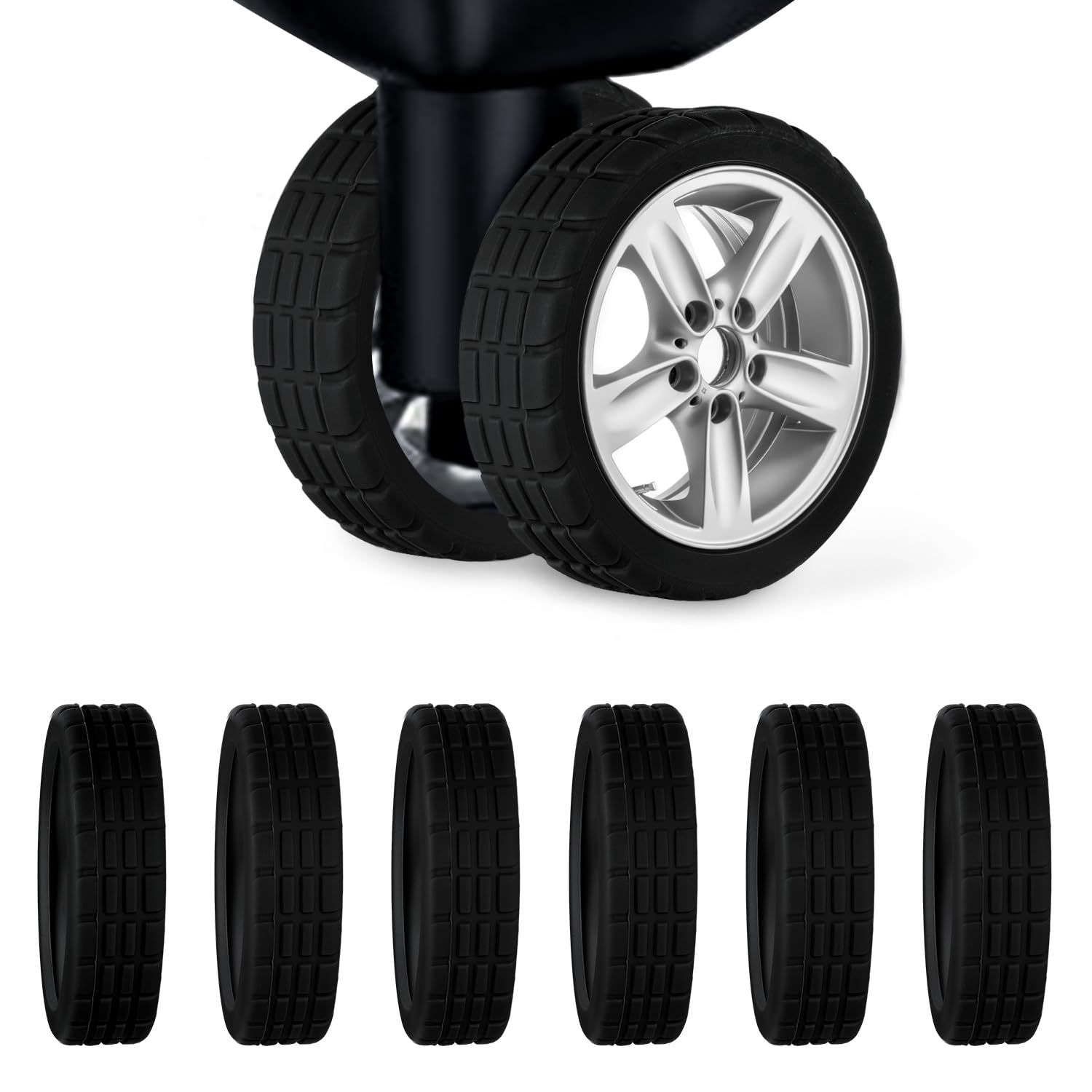 8pcs Luggage Wheel Covers, Portable Suitcase Wheel Protector Covers Colorful Silicone Luggage Wheel Covers Luggage Spinner Wheel Covers for Most 8 Caster Luggage Accessories(black)-image-41
