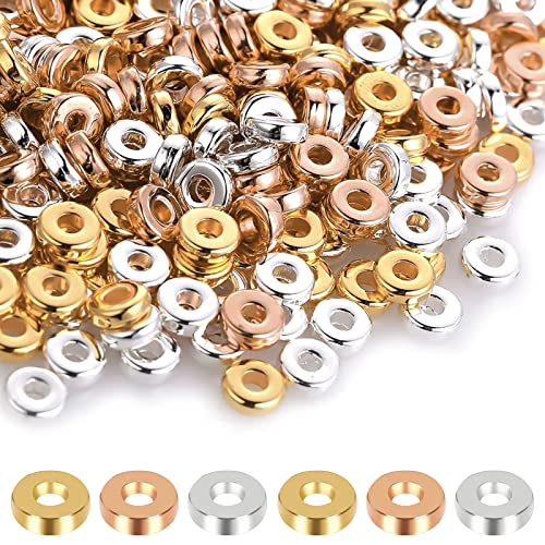 3000 Piezas Cuentas Espaciadoras Planas para Pulseras Hacer Joyas Spacer, 6mm Redondas Beads CCB Disco Plástico Rondelle para Pulsera Collar Joyería Fabricación de Manualidades DIY (3 Colores)