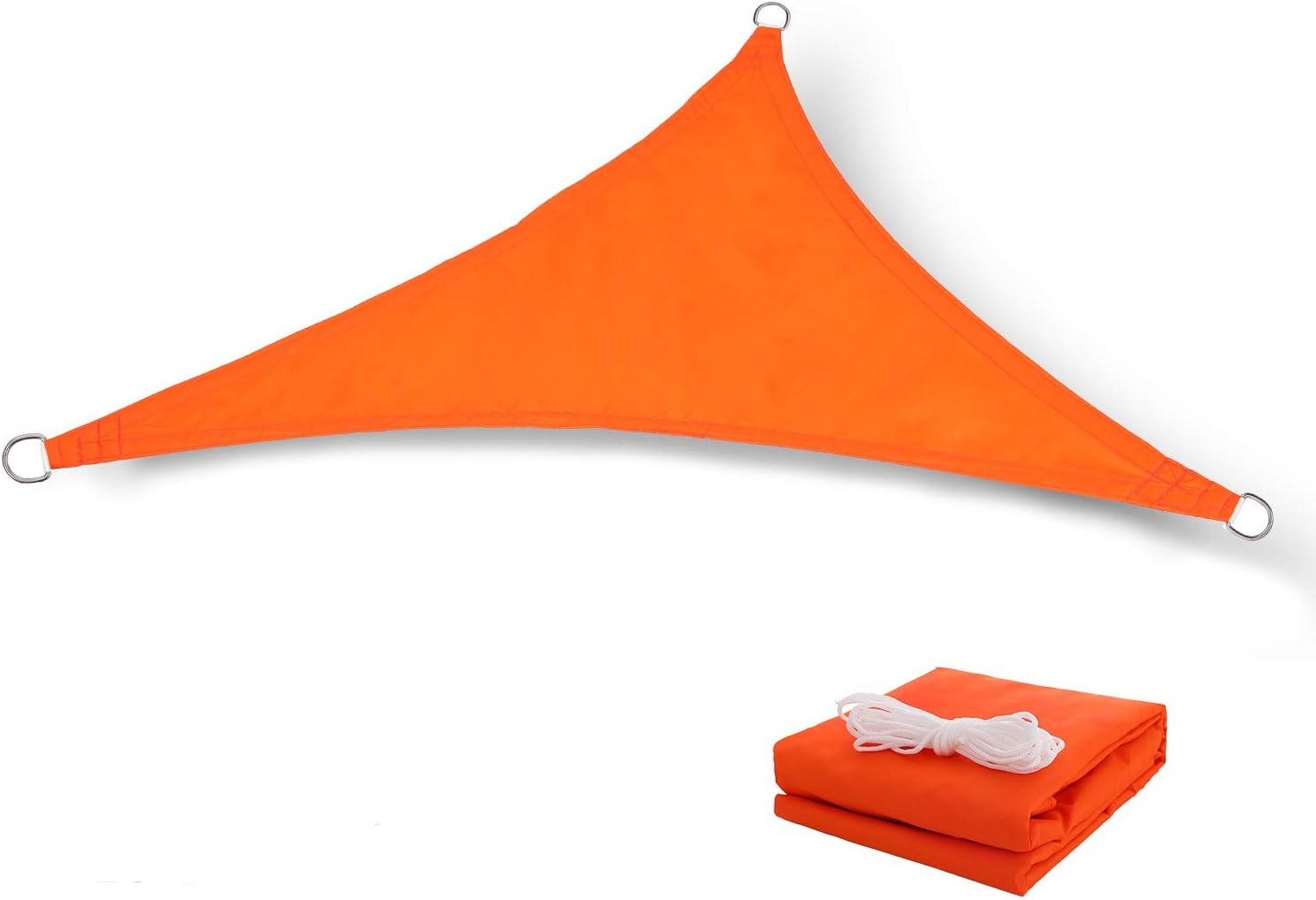 Tuosite Terylene Waterproof Sun Shade Sail UV Blocker Sunshade Patio Equilateral Triangle Knitted 220 GSM Block Fabric Pergola Carport Awning 16' x 16' x 16' in Color Orange