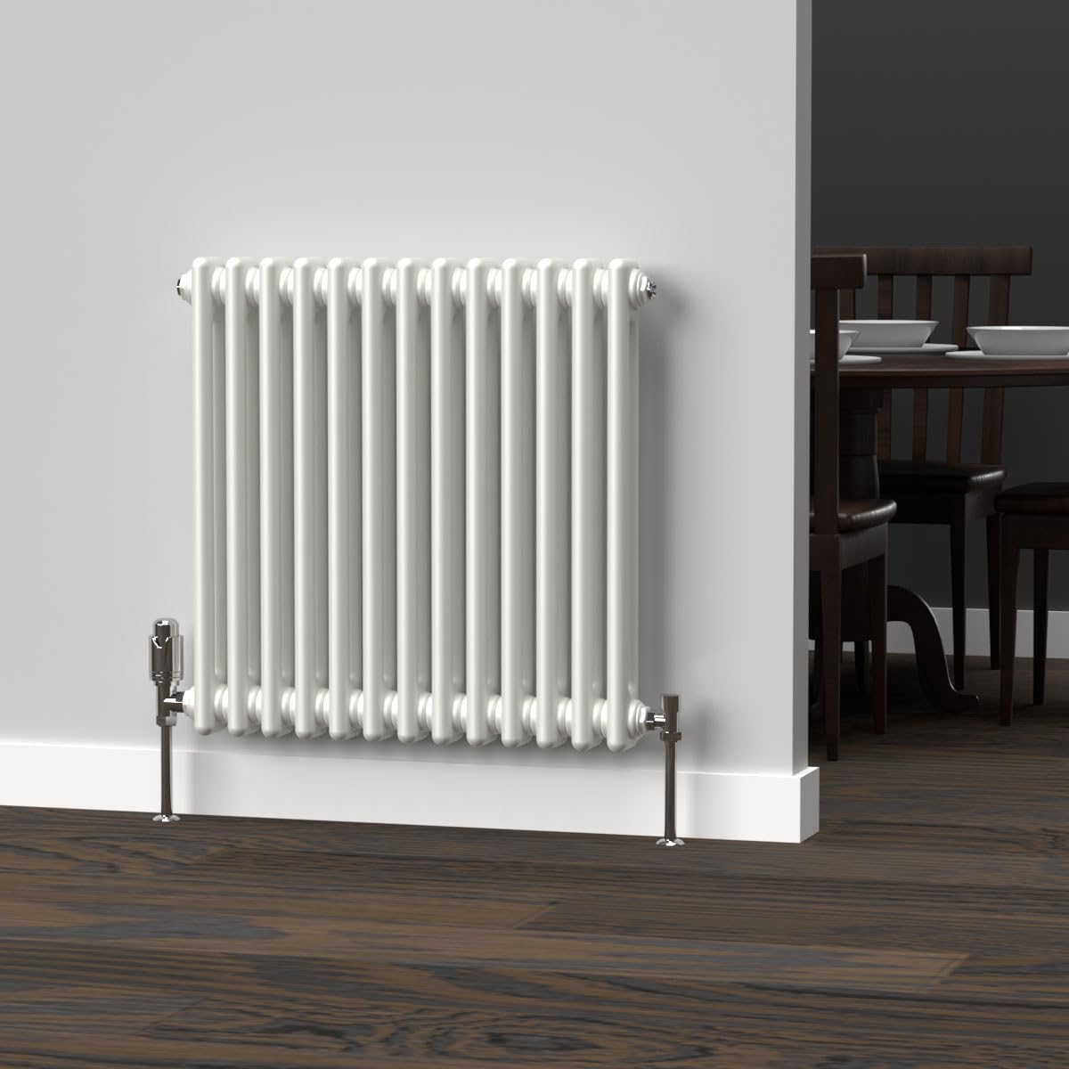 Lux Heat White Horizontal 2 Column Traditional Radiator 600mm (H) x 605mm (W) — image 1