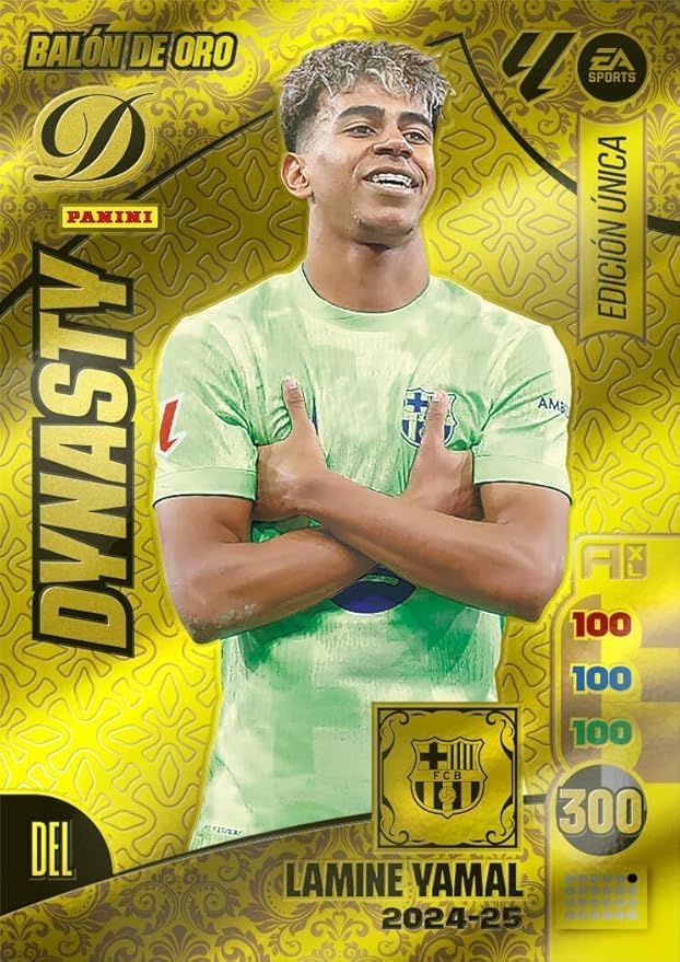 Panini Adrenalyn 2024-25 - Dream Box Balón de Oro Dynasty (Edición Limitada) | 50 Cartas Exclusivas con Messi, Cristiano, Lamine Yamal