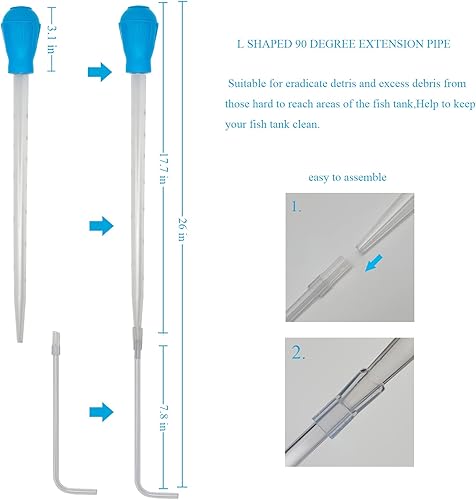 Vista 5 de Aquarium Coral Feeder Fish Feeder Waste Clean Tool Manual Cleaner Water Changer Fish Tank Cleaning Tool Siphon Dropper Waste Remover Aquatic Bottom