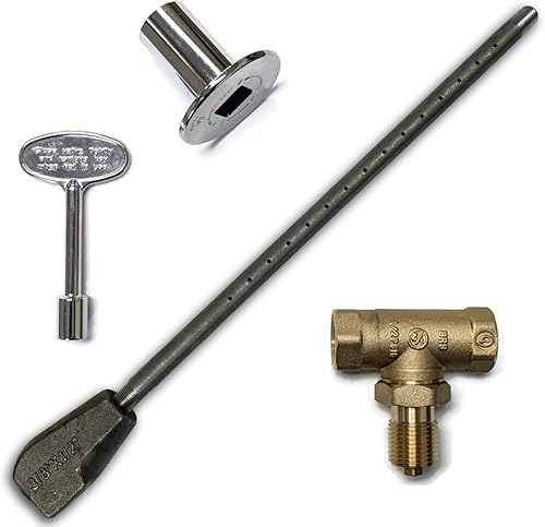 Midwest Hearth Kit universal de encendedor de troncos con tubo de quemador, válvula de bola recta, llave cromada y placa de suelo (propano)