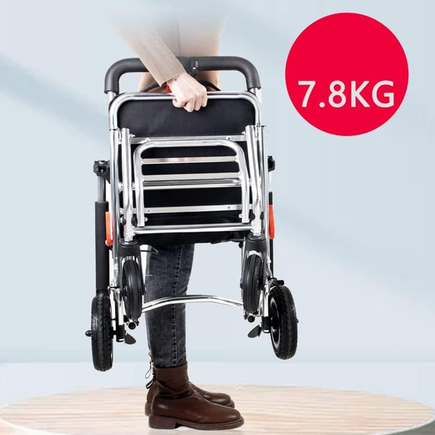 Silla de Ruedas Silla de Ruedas Plegable Ultraligera Silla de Ruedas de Transporte portátil Silla de Ruedas de Viaje de Aluminio Ligera para Personas Mayores Silla de Transferencia