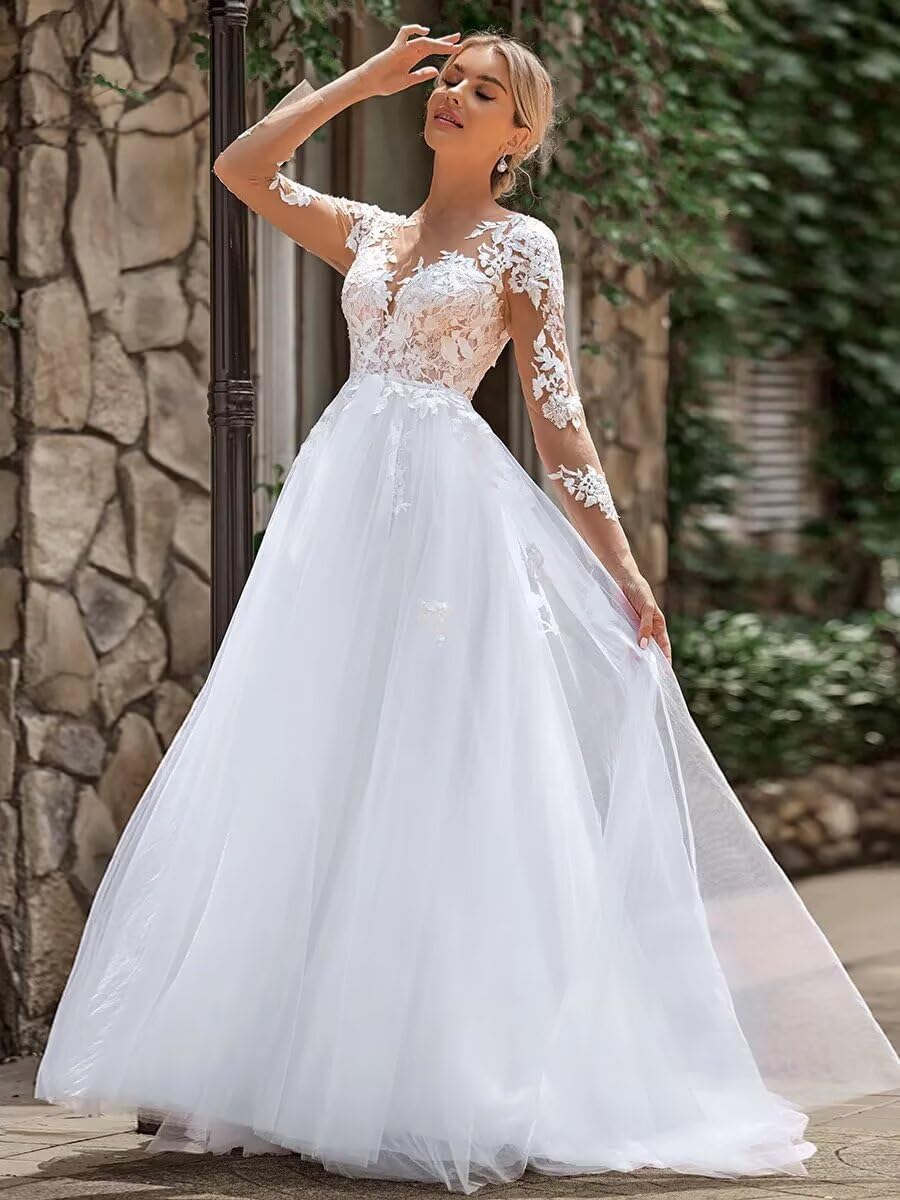 Chiffon A Line Boho Wedding Dresses for Bride 2026 Mermaid Lace Appliques Tulle Satin Beach Bridal Gown with Slit
