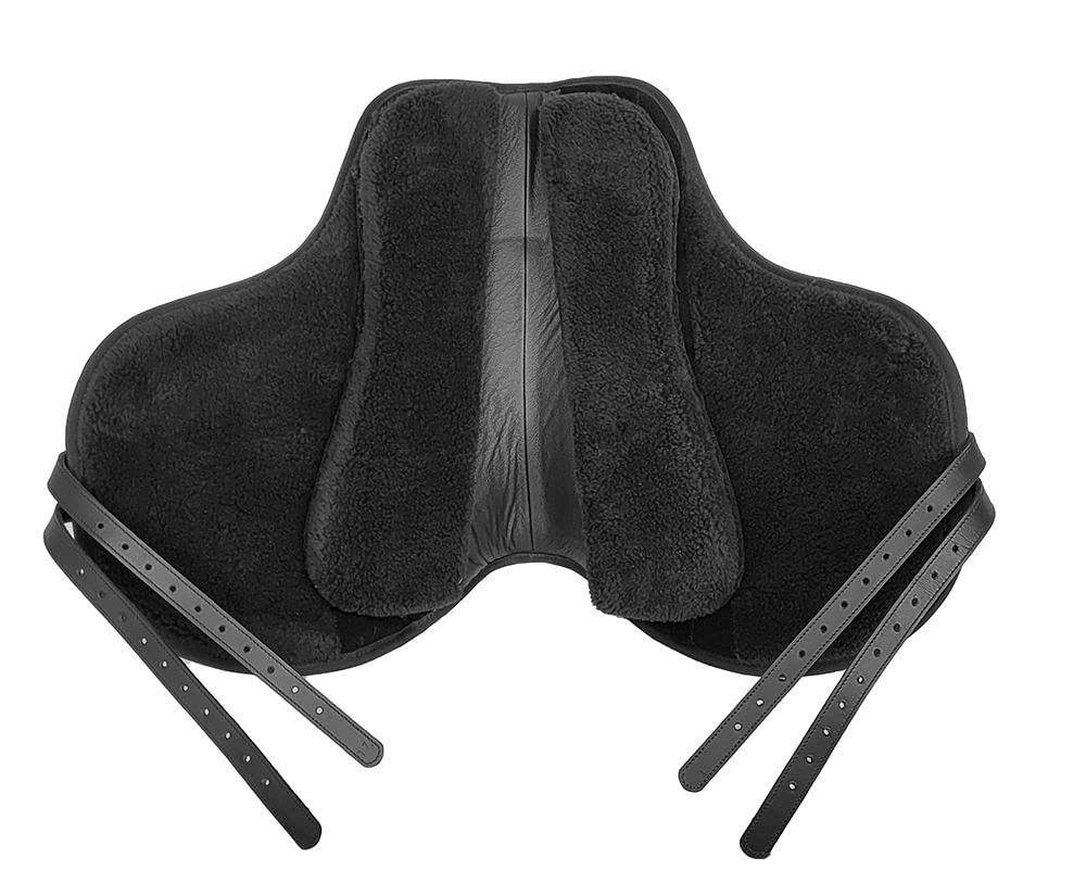 A&M Reitsport Baumloser Dressur Sattel Sheffield aus Rindsleder Schwarz mit Klettkissen, Größe:17 Zoll