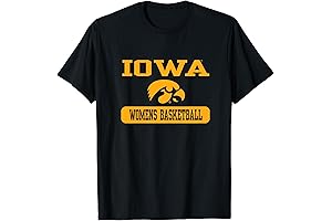 Iowa Hawkeyes Women's Classic Fit T-Shirt - Black Basketball Crew Neck Short...