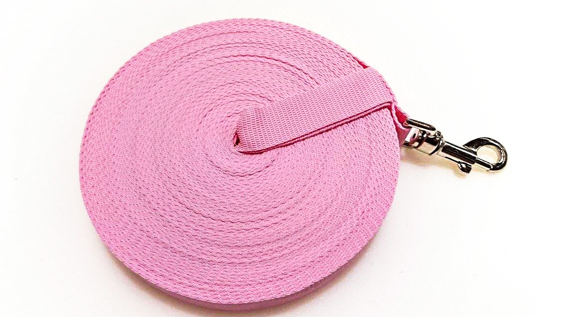 Dog & Horse Training Lunge Lead. 25mm - 1" Wide. Very Strong (Pink) 65ft/20m