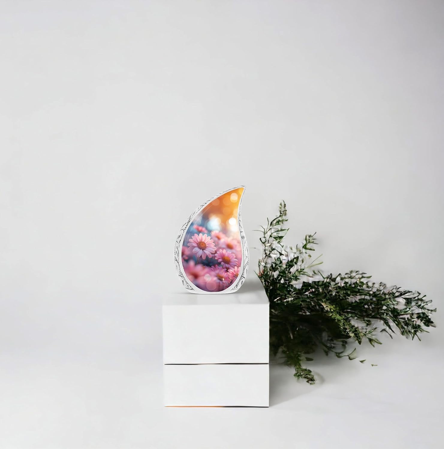 Petal Radiance Teardrop Cremation Keepsake, Small Urn for Human Ashes, Adult Male & Female, Pack of 1, Miniature Urn