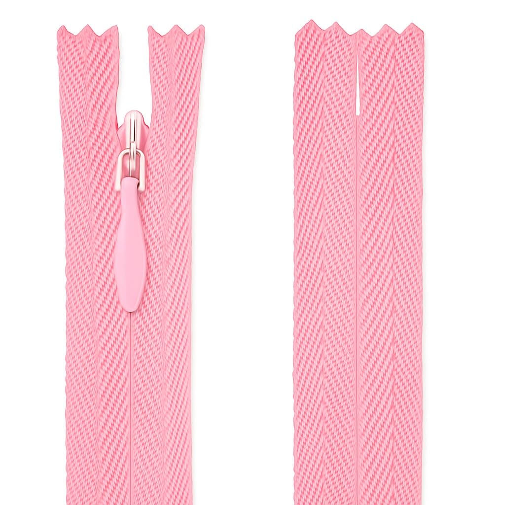 Invisible Zip Pink 22" (56cm) - Concealed Closed-End Nylon Zipper for Sewing & Dressmaking: Evening Dresses, Bridal Gowns, Coats, Long Skirts & Couture by Giddy Square — image 1