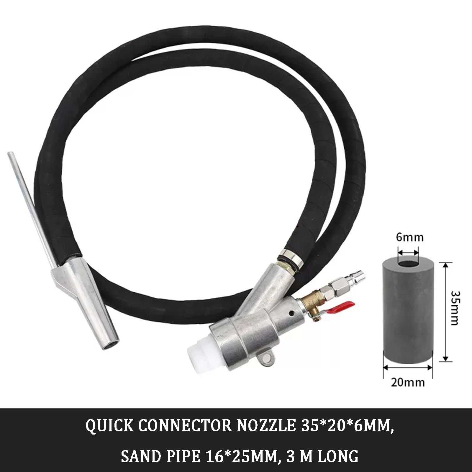 Pistola Sabbiatrice Pneumatica, Manuale con Alimentazione Autoaspirante, con Connettore Rapido, Tubo Flessibile Lungo 3 M, Utilizzabile con Compressore Daria, per Rimozione Ruggine