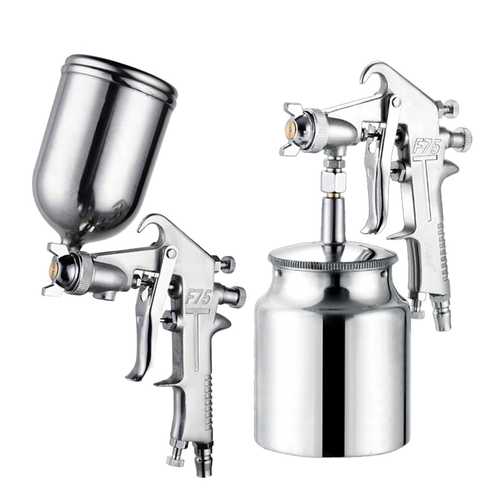 Natryskiwacz Pistolet natryskowy 400 ml, profesjonalny pneumatyczny aerograf, rozpylacz do lakierowania stopów metali z zasobnikiem samochodów(F75 Down)