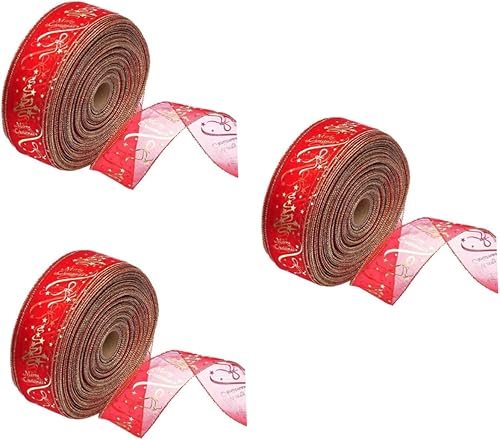 EXCEART 6 rollos de cinta de grogrén de Navidad para recortar Navidad, cinta impresa para manualidades de Navidad, ramo de lazo para regalo, cinta