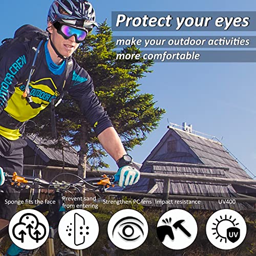 Image of Motorcycle Goggles 2 Pack with Neck Breathable Bandana Mask | ATV Dirt Bike Riding Racing, Wide Vision Windproof, UV400 Anti-Fog Scratch, for Adult Youth Kids