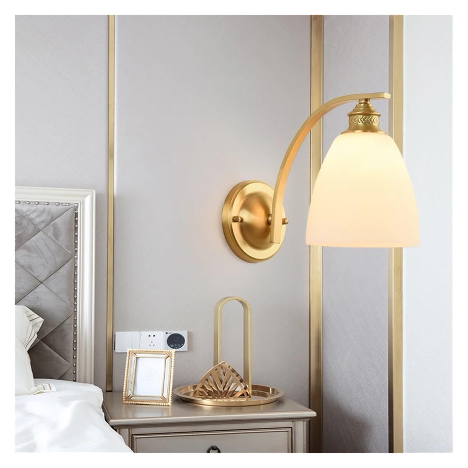 OLSKFUH Elegant Copper Wall Sconce With Glass Shade Compatible With Bedroom Porch And Living Room Illumination Bedside Wall Light Fixtures,size_name-1 head