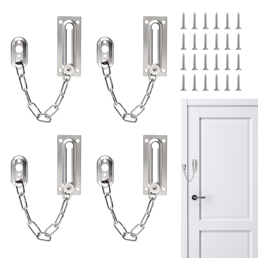 FEIHS 4 Pcs Security Chain Door Lock,Suitable for All Types of Doors