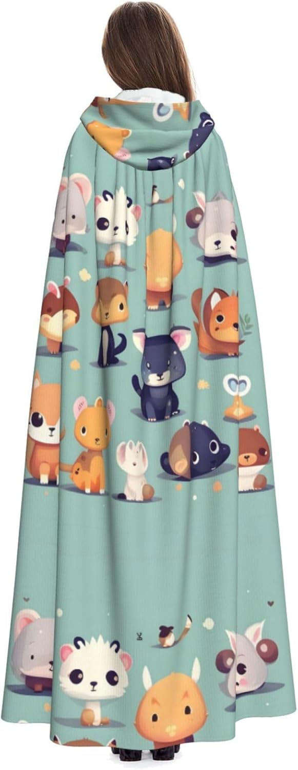 Cute Little Animals Men Women Halloween Role Play Party Decoration Hooded Poncho Black