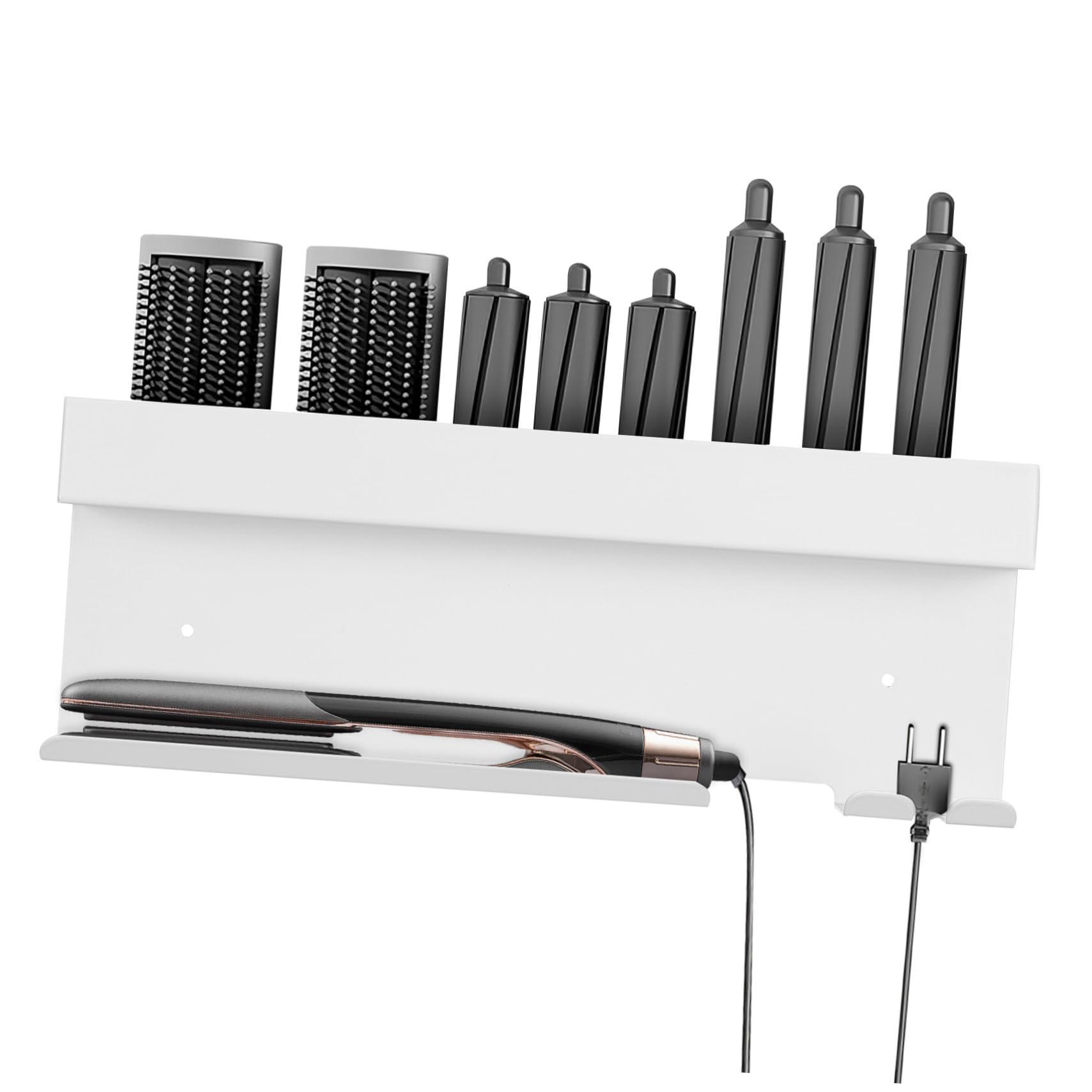 SOLUSTRE Wandhalterung für Haartrockner aus Aluminium, Weiß