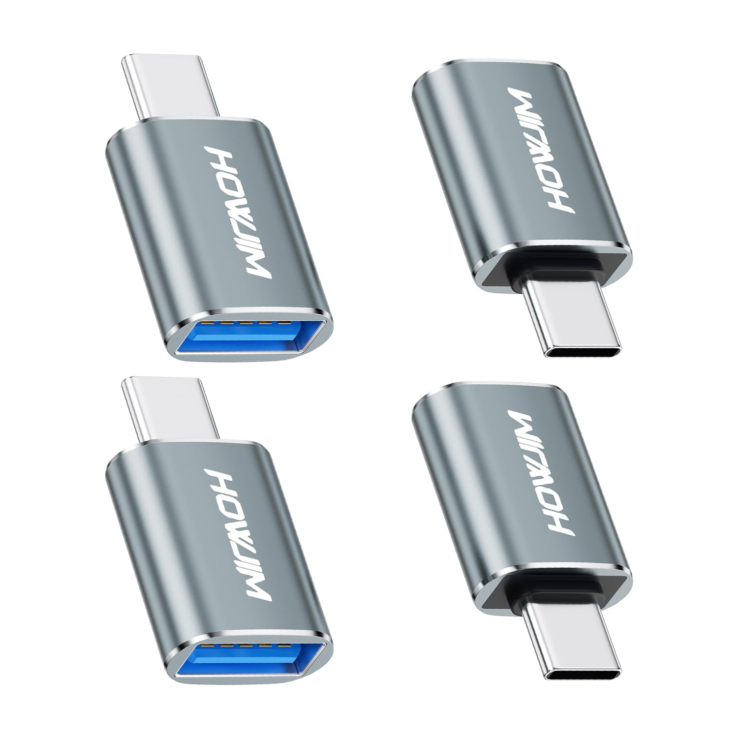 Adaptador USB C a USB, 4 unidades, adaptador OTG tipo C macho a USB 3.2 hembra, carga rápida de 100 W, transferencia de datos de 10 Gbps para M-acBook Pro/Air, i-Phone 15 16, i-Pad, G-alaxy, X-peria