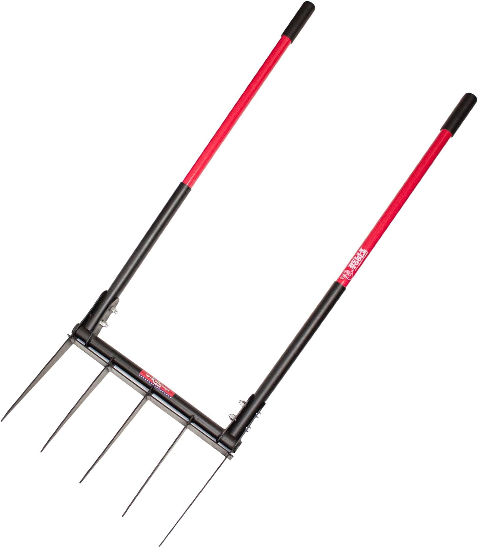 Bully Tools Broad Fork Garden Tool - Heavy Duty Broadfork for Loosening, Digging & Breaking Hard Soil - 5 Steel Tines for Cultivating & Tilling - Fiberglass Handles - 100% Made in the USA - 43.75 Inch